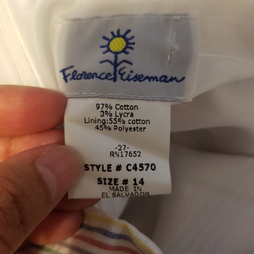 NWT Florence Eiseman Seersucker Dress with Shoulder ties Size 14 Color Multi - Picture 5 of 7